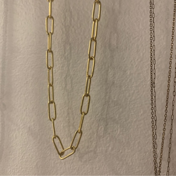 Paper clip chain with bar clasp- gold - Picture 2 of 7